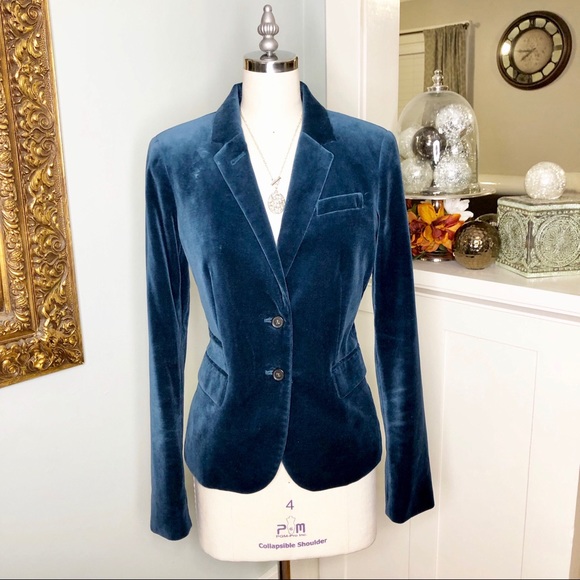 J. Crew Jackets & Blazers - J. Crew Teal Schoolboy Velvet Blazer Jacket